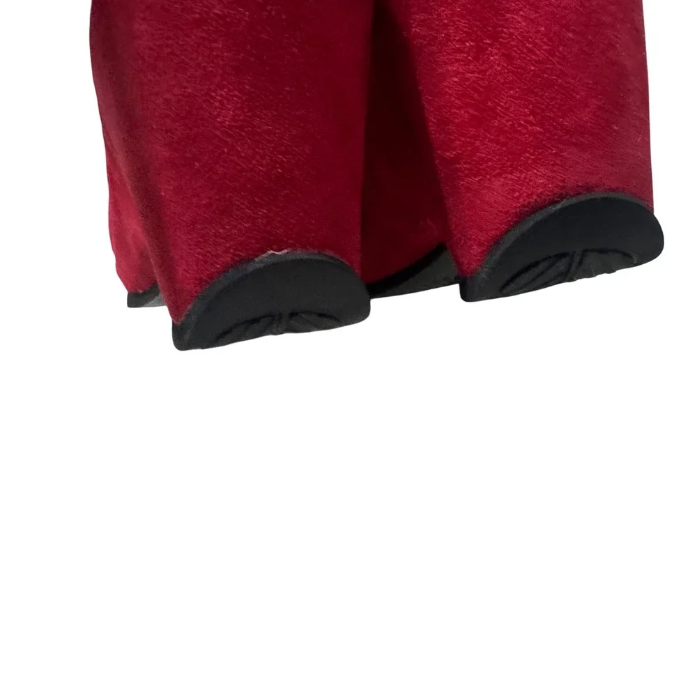 L'Amour Des Pieds Odetta Wedge Sandals Womens 6.5 Red Excellent Suede Slingback